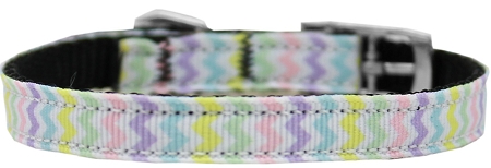 Spring Chevron Nylon Dog Collar with classic buckle 3/8" Size 10